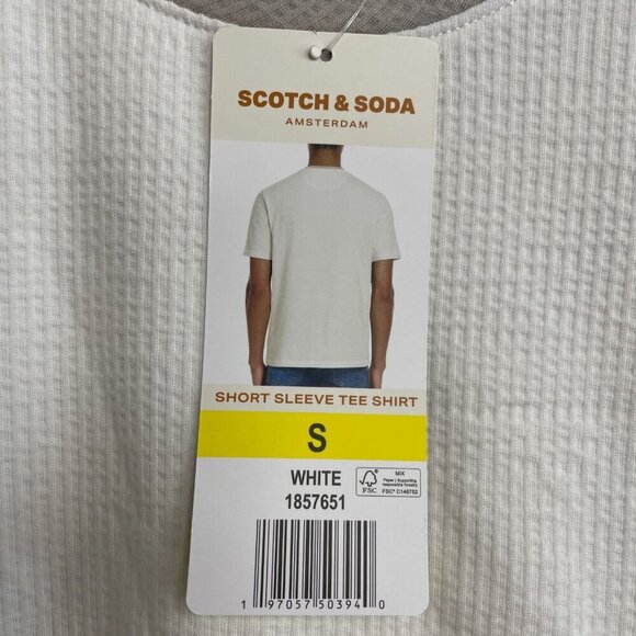 NEW Scotch & Soda Men's S White Short Sleeve Knit Tee Shirt - Picture 8 of 11